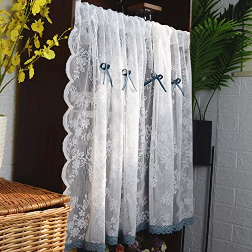 Refue Cortina Corta Visillo, Cortina de Encaje Blanco para Sala Cocina Dormitorio, Translucida (Size : W75 x L30 cm/W30 x L12 Inch)