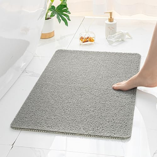 Penubuy Anti-Slip Anti-Mold Badkar Duschmatta, Tvättbar Snabbtorkande PVC Badrumsmatta (Grå)