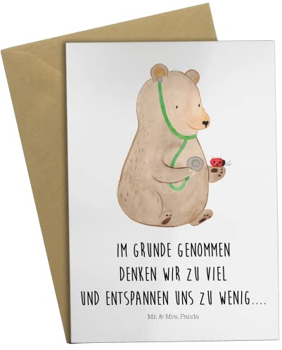 Mr. & Mrs. Panda Glückwunschkarte Bär Arzt - Geschenk, dankeskarten, einladungskarten, osterkarte, Teddy, Professor, Grußkarte, Doktor, weihnachtskarten, Professorin, Ärztin
