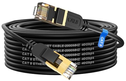 cat gruciso Cable Ethernet 10 metros Cat 8 Cable de Red Cable Lan 40Gbps 2000MHz con Conector RJ45 Cat 8, Compatible con Steam Deck PS5 PS4 Xbox X/S PC TV Box Router Servidor NAS