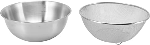 Cuenco Colador De Acero Inoxidable 24cm Colador Perforado De Metal Ensaladeras Para Arroz, Verduras, Frutas, Pasta, Mezcla De Ensaladas Y Preparación De Alimentos (Colador + Tazón)