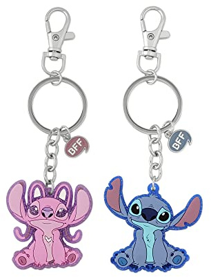 Disney Lilo & Stitch - Juego de llaveros para mejor amiga, color rosa y azul, Azul y rosa., Talla única