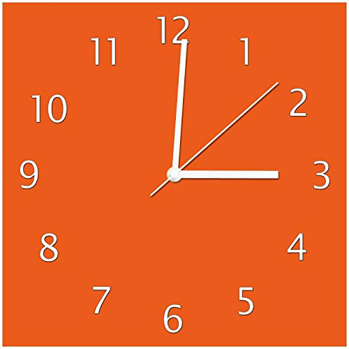 Wallario Design-Wanduhr Orange aus Glas, Motiv-Uhr Größe 30 x 30 cm, weiße Zeiger
