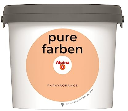 Alpina pure farben Wandfarbe – Papayaorange – strapazierfähige und atmungsaktive Innenfarbe – ergiebig, gut deckend & reinigungsfähig – 2,5 Liter