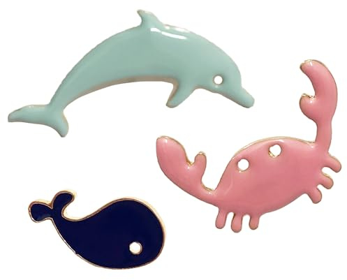 Anstecknadel, Delfin, Wal, Krabbe, Anstecknadel, niedliches Meer, Ozean, Tier, Emaille, Rucksack, Schal, Tasche, 3 Stück, Eisen