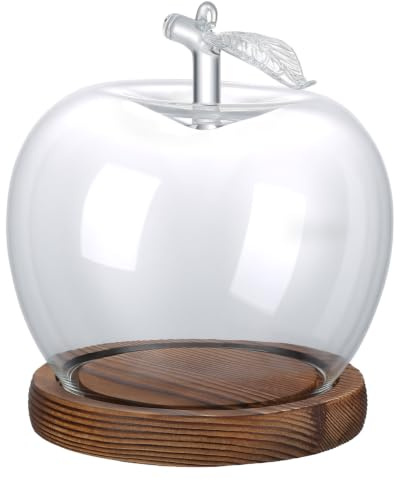Garneck Apple Glass Cover for Preserved Flowers Delicate Glass Dome for Valentine's Day Table Decorations Micro Landscape Display