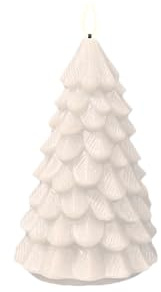 Deluxe Homeart Candela LED senza fiamma per interni, albero di Natale, con tecnologia Real Flame™, candela alimentata a batteria (10 x 16 cm, bianco)