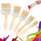 Lot de 5 pinceaux à Peinture，Pinceau Plat à Manche en Bois, Pinceau Brillant，Pinceaux Plats avec Manche en Bois，pour Peinture, Peinture à l'huile, Teinture, pour clôtures, décoration, Peinture