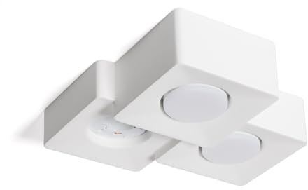 LEDKIA LIGHTING - Plafoniera a Soffitto in Gesso con 3 Faretti | Design Moderno e Minimalista | Illuminazione Versatile e Regolabile | Facile Installazione, Bianco, Intonaco