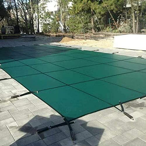 Laubabdeckungen für Einbaupools, rechteckig, strapazierfähiges Winter-Sicherheitsnetz, Ersatzabdeckung für Beton-Hinterhöfe/ovale Pools/unregelmäßige Pools, grüne Plane aus massivem Netzgewebe (Größ
