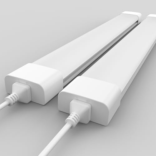 Amdelne 2 x Feuchtraumleuchte LED 150cm, 45W 5000LM LED Neonröhre, Neutralweiß 4000K Feuchtraumlampe, IP65 Wasserfest Wannenleuchte, Werkstattlampe, Kellerleuchte, Deckenleuchte für Büros Lager Garage