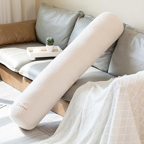 YOUGANG 70/100/125 cm rullkudde för nacke ländrygg huvudben, fluffig plysch rund stödkudde sovande kramkudde, stor sidosovare graviditetskudde kroppskudde (vit, 70 cm)