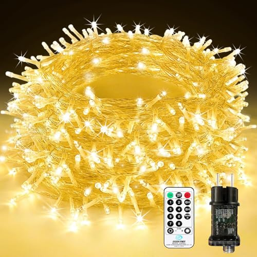 Lichterkette Außen Strom, 50M 500 LED Lichterkette Weihnachten Warmweiß