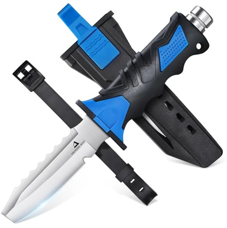 DRAGON RIOT Scuba Diving Knife with Leg Straps & Sheath - Stainless Steel Blade Dive Knife Lightweight, Sharp Divers Knife for Diving