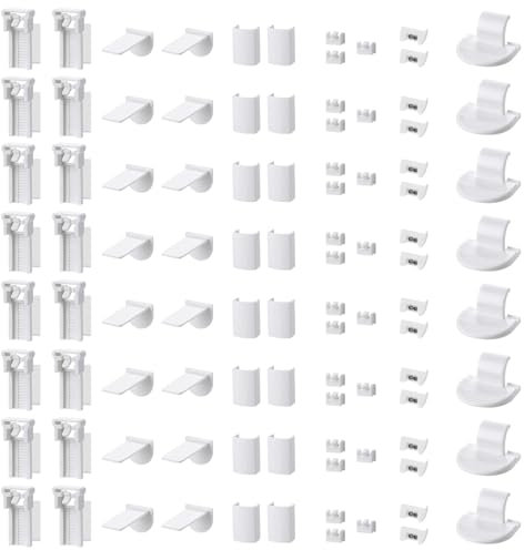 16kit 96 Stück Plissee Ersatzteile Set Klemmträger Zubehör, Plissee Klemmträger Zubehör Klemmfix Halterung, Ohne Bohren Verstellbar