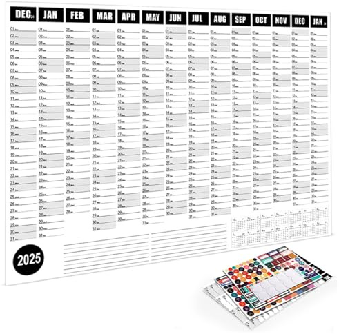 Calendrier SURALIN 2025 calendrier mural XXL (74,2 x 52,5 cm) - pliable au format affiche, planificateur mural calendrier annuel calendrier affiche