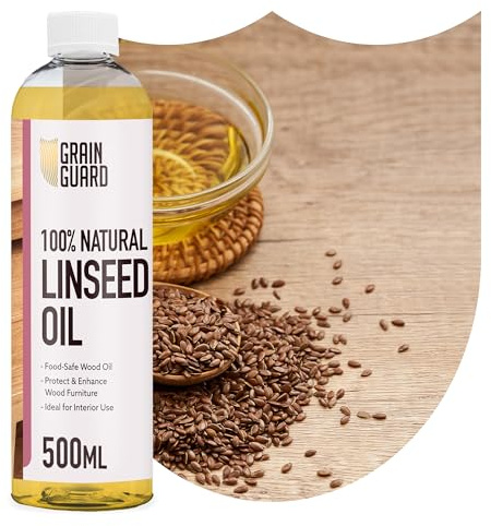 GRAIN GUARD Huile de lin pour bois | 500 ml | 100% pure et naturelle | Huile de bois de qualité alimentaire | Protège et améliore les meubles en bois | Parfaite pour sceller et préserver la beauté