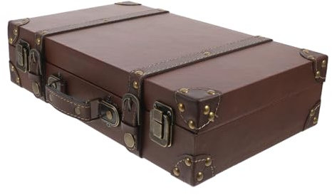KOMBIUDA Retro-koffer Aus Leder Im Vintage-stil Dekorative Aufbewahrungsbox Für Fotosets Und Laden-deko Geräumiger Schatzkoffer Für Requisiten Und Sammlerstücke