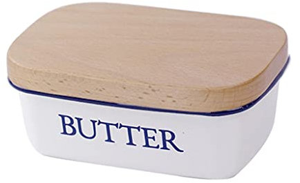 Grand beurrier avec couvercle en bois facile à nettoyer pour la maison