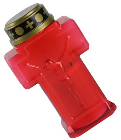 SEWOART Candela Da Cimitero Led Guscio Rosso Per Decorazioni Esterne Religiose E Memoriale in Giardino O Cimitero