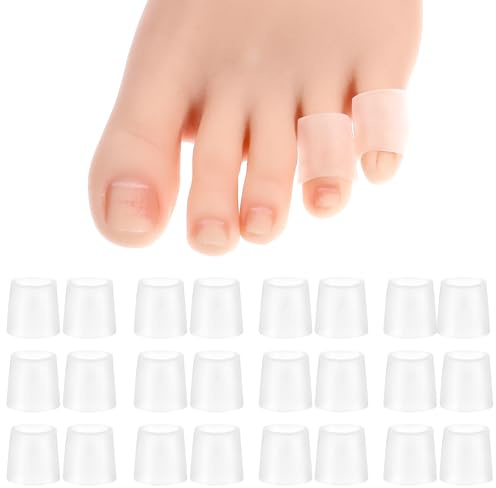 Wanmu 24 Stück Zehenkappen, Silikon Zehenschutz, Offene kleine Zehenhüllen, Hühneraugenentferner für Zehen, Gel-Zehenschutzpolster für Hühneraugen, Blasen, Hammerzehen, Ballen, Nagelverlust