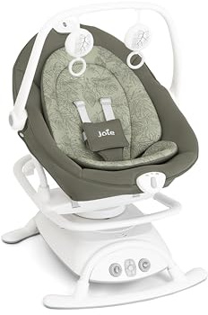 Joie sansa™ 2in1 Babywippe – Abnehmbarer Sitz mit Multi-Motion-Schaukelfunktion, 3 Liegepositionen, Aktivitätsbügel & Tragegriff, ab Geburt bis 6 Monate (0–9 kg), Palms