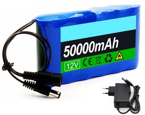 XSDAJSD Batería de Litio 3S2P de 12 V y 50 000 mAh, batería Recargable de Iones de Litio de 12 V y 50 Ah con Placa de protección BMS y Cargador XT60.
