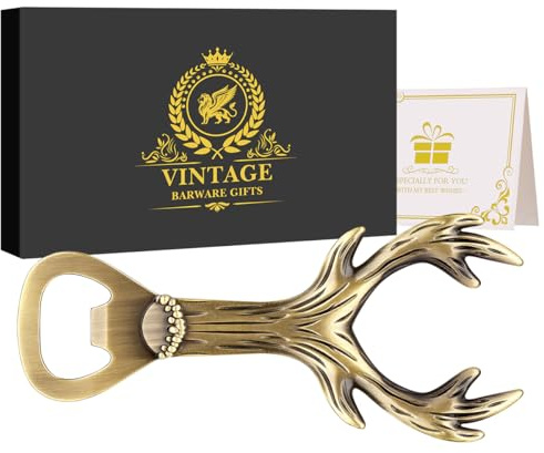 LKKCHER Hirschgeweih Geschenke, Jäger Geschenke für Männer, Bierflaschenöffner, Jagd Zubehör Weihnachtsgeschenke für Frauen Männer, Personalisierte Geschenke für Jäger, Männer,mit Geschenkbox