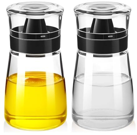 Cofvetia Lot de 2 Bouteille de Distributeur D'huile Anti-fuite, 160ML Réservoir D'huile en Verre, Ustensiles de Cuisine Multifonctions pour Vinaigre et Huile, Bien Scellé
