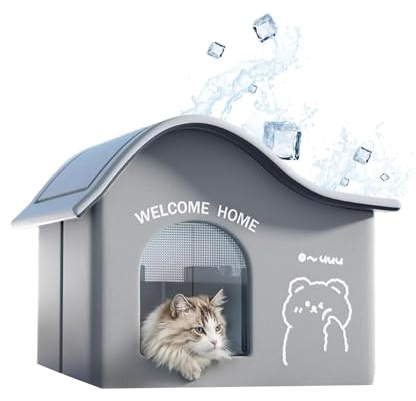 CASOME Kühlendes Haustierhaus Für Katzen & Kleine Hunde – Faltbarer Klimaraum Mit 3 Eispackungen, Wasserdichten Netztaschen, Anti-Kollaps-Design – Sommer-Kühlbett Für Innen- Und Außenbereich(M)