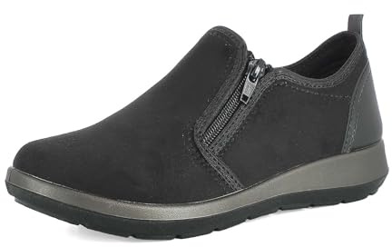 Sneakers Donna - Pantoscarpa con Cerniera, Tessuto Morbido con Plantare Imbottito Estraibile, Tacco 3,5 cm