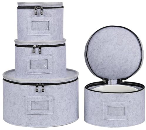 China Storage Containers, 4 Piece Set Moving Boxes for Dinnerware Stackable Moving Storage Box with Felt Plate Dividers for Charger Plates Dinnerware, Perfect for Moving Supplies, Hard Shell Case
