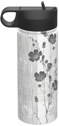 Bouilloire isotherme de sport avec imprimé fleurs d'hibiscus en fleurs, respectueuse de l'environnement et polyvalente, bouteille de voyage de 532 ml