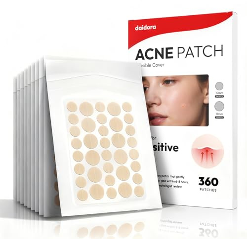 Parches Granos Invisibles - Hidrocoloide, Impermeables y Transpirables - Fuerte Absorción para Acné - 10MM y 12MM (360 Unidades)