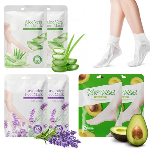 6 par fotmask, fotpeeling mask avokado lavendel aloe vera förhårdnadsborttagare strumpor mild förhårdnadsavlägsnande fotmask förhårdnad borttagning för män och kvinnor