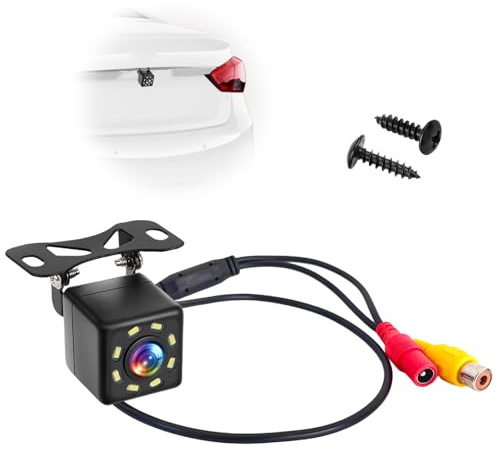 Telecamera Retromarcia Auto, Telecamera Posteriore Auto 12V con Visione Notturna 8 LED, Ultra HD 170°, Impermeabile IP68, Retrovisione Universale per SUV Camion Camper con Grandangolo