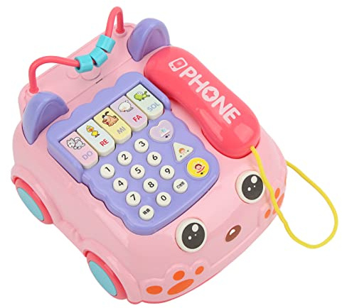 AKLOSIPY Telefonspielzeug – Cartoon-Festnetztelefon mit Musik, und Drag-Funktion für 18+ Monate