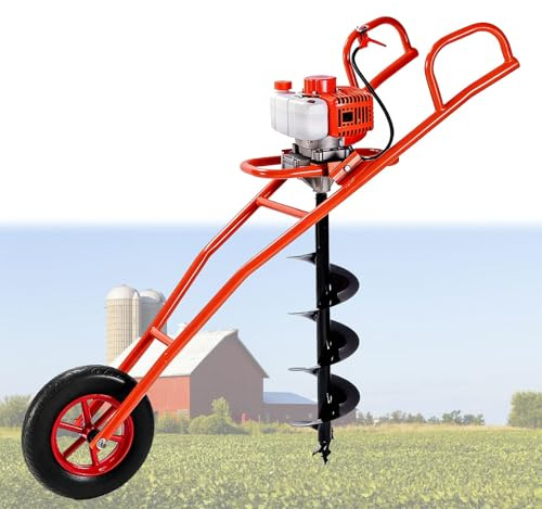 Scavatrice a spirale a benzina a 2 tempi e 3 cavalli – dal design simile a una carriola, adatta per aziende agricole, giardinaggio e progetti edili.