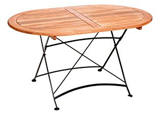 MERXX Tisch Schlossgarten aus Eukalyptus und Stahl, oval, ca. 140x90 cm, FSC Mix