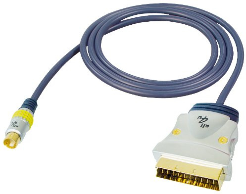 all4u, BBVS 10 S-videokabel (SCART hane till 4-stifts Hosiden hane, Hosiden > SCART, förkromad hel metallkontakt) 10 m, blå