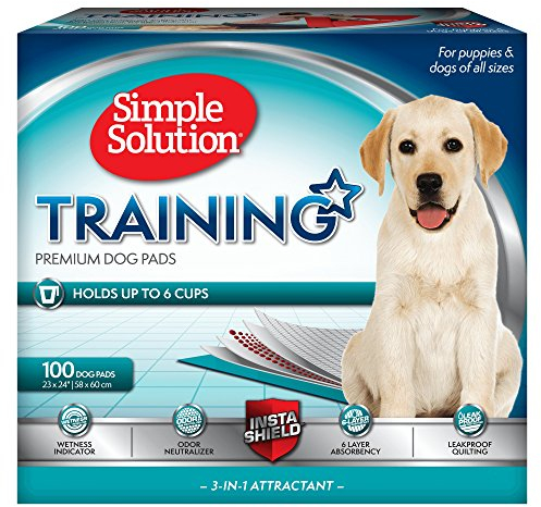 Simple Solution Trainingspads für Welpen, 6-lagig, absorbiert bis zu 6 Tassen Flüssigkeit, 58,4 x 61 cm, Standard, 100 ct, DOGMISC