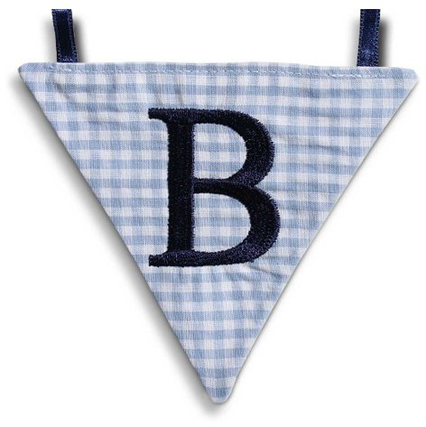 Hansekind Wimpel Wimpelkette mit Namen Buchstabe rosa od. blau Geschenk Taufe (B, Hellblau)