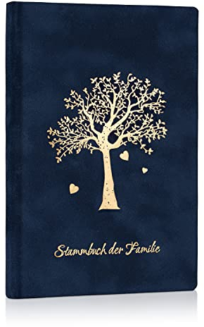 Stammbuch der Familie Ahnenstammbuch – blau, Velours, Goldprägung, A5