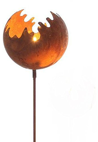 Edelrost Feuerkugel/Windlicht Metall D11 L77cm auf STAB rost