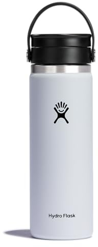 Hydro Flask Wide Mouth Bottle with Flex Sip Lid - Insulated Water Bottle Travel Cup Coffee Mug White 20 oz