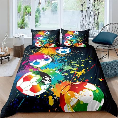 Vonluxeshop Parure De Lit 3D Housse De Couette Sport Gamer Football Gamepad Manette Console Motif 1/2 Personne Adulte Hommes Ado Enfants Garçons Sets De Housses De Couettes Microfibre (140 x 200)