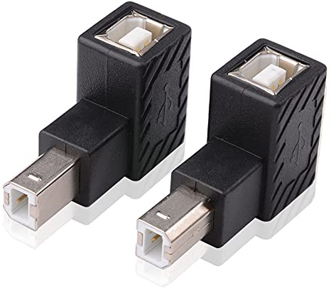 euroharry USB 2.0 Typ-B-Druckeradapter, 2er-Pack 90 Grad (Right + | left) USB 2.0 B-Stecker auf Typ B-Buchse-Druckeradapter apter für Drucker, Scanner, mobile Festplatte und mehr