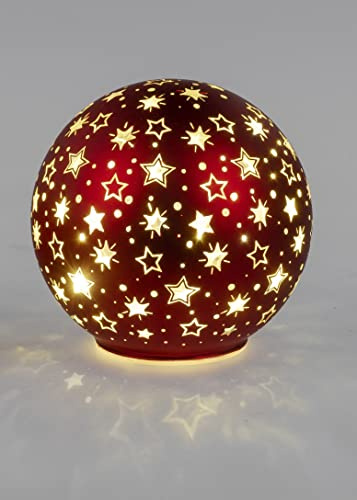formano Deko Kugel Licht rot LED-Licht mit Timer Weihnachtskugel Weihnachten (Deko-Kugel 12 cm)