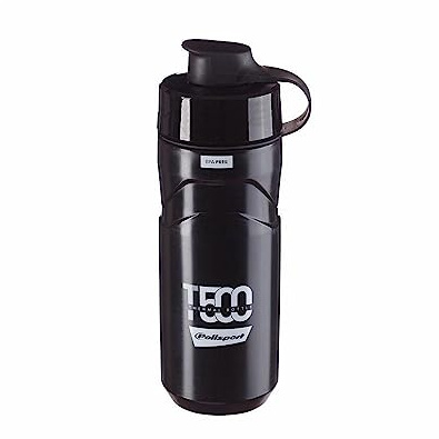 POLISPORT 8645500002 - Bidón Isotérmico T500 de Ciclismo de 500ml Botella de Agua para Ciclistas Bicicleta Sin BPA en Color Negro/Gris