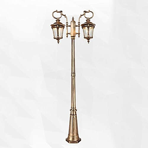 XMFXIAO 320cm 3-Heads E27 Tradition Victoria Antique Glass Lantern Outdoor High Pole Lamp Column Lamp Aluminum Waterproof Continental Villa Patio Park Garden Bollard Lamp Landscape Lawn Floor Lamp